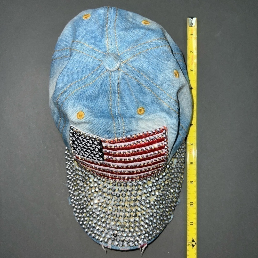 Y2K American Flag Rhinestone Hat - Picture 10 of 10